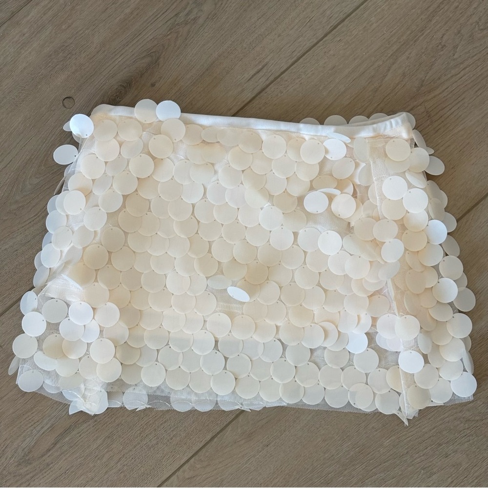 Ivory/Cream Sequin Mini Skirt - Picture 3 of 4
